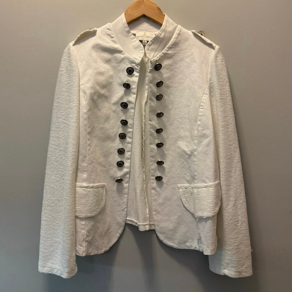 Belle France White Light Jacket western Vacation Women's S Small Italy button